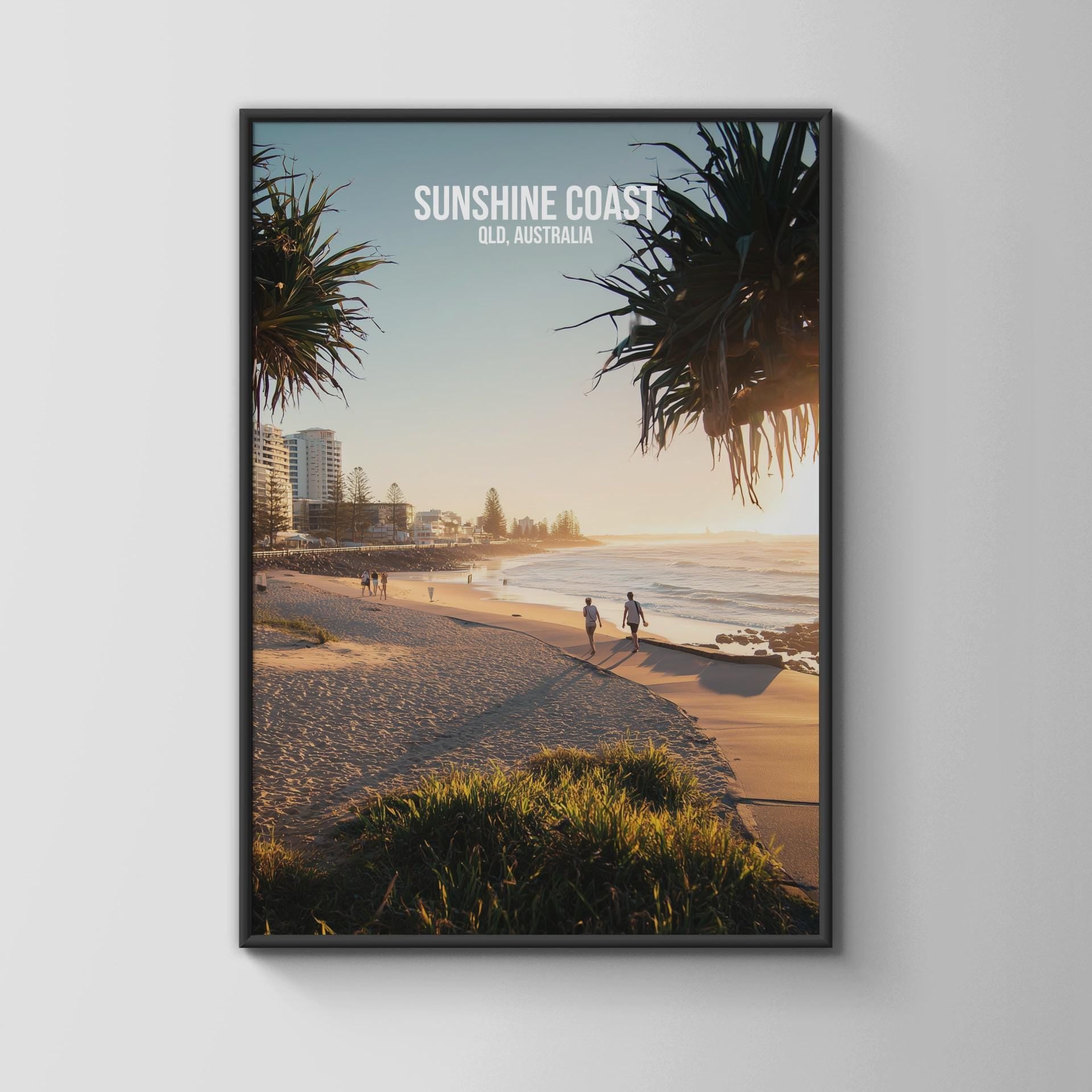 Sunshine Coast QLD Australia Beach Poster Art Print - Travel Wall Art