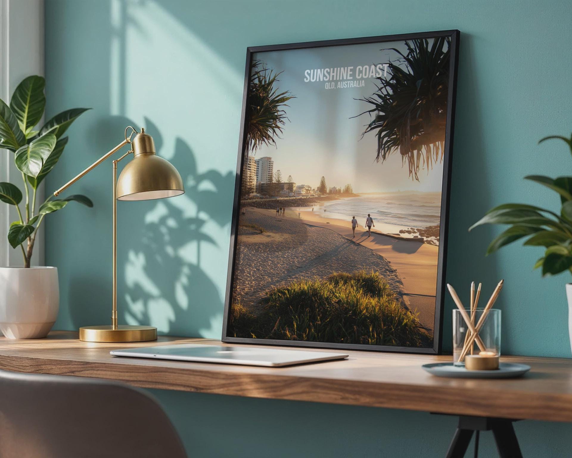 Sunshine Coast QLD Australia Beach Poster Art Print - Travel Wall Art