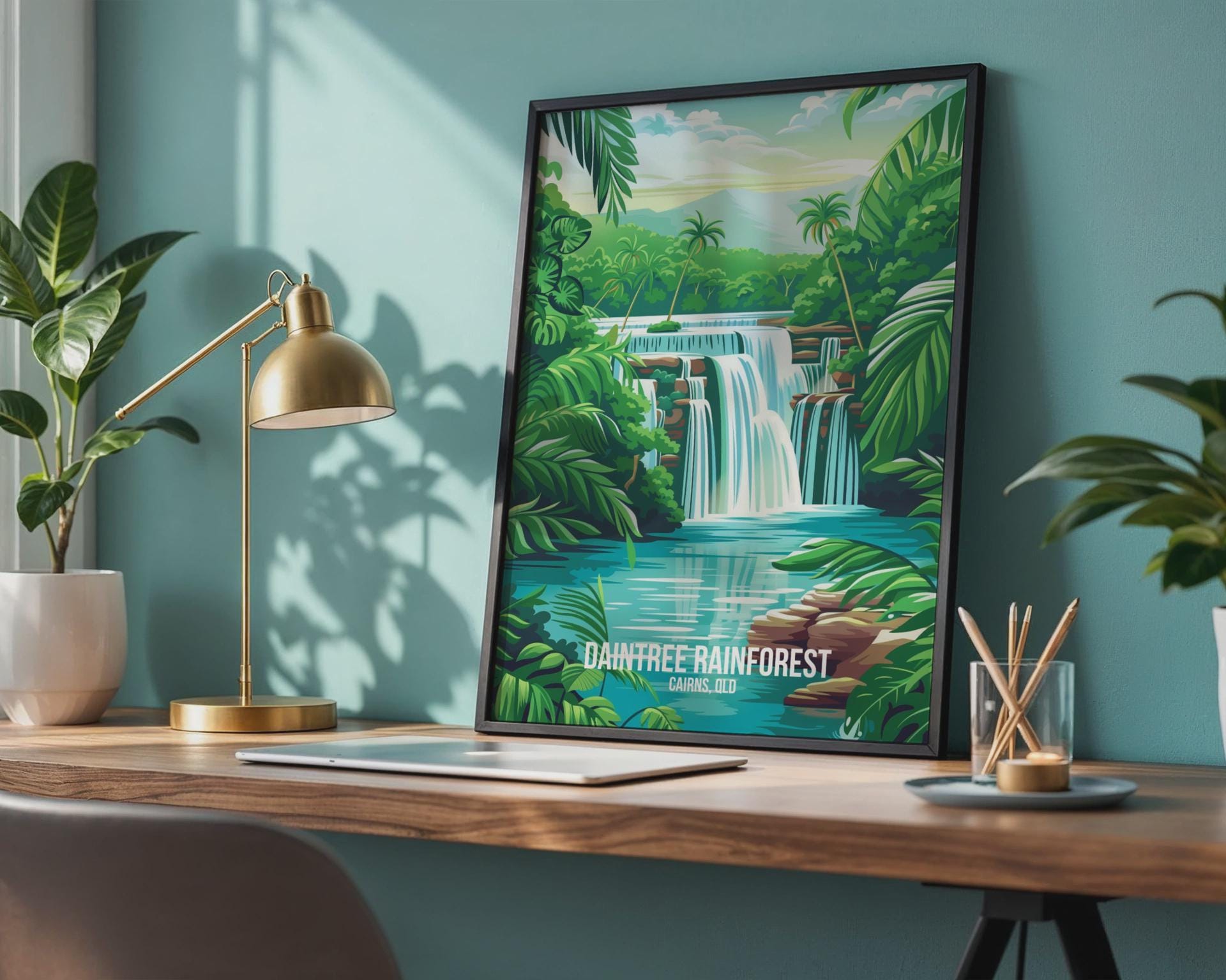 Daintree Rainforest Waterfall Print Art Poster - Travel Wall Art