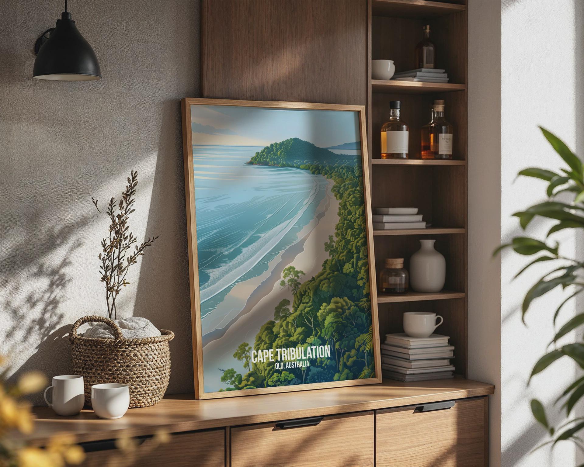 Cape Tribulation Art Print Landscape Poster Australia Beach Scene - Travel Wall Art