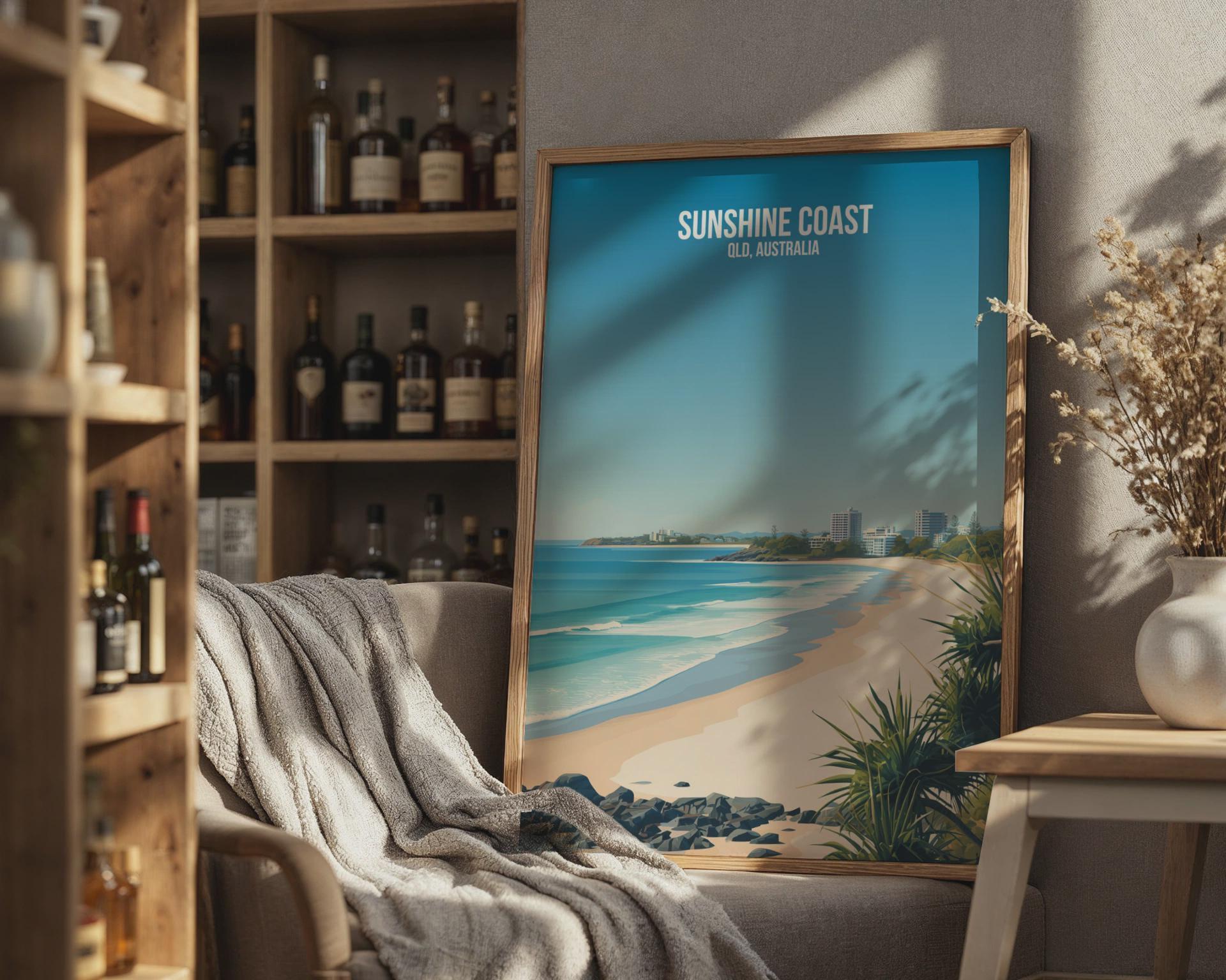 Coastal Wall Art Print Sunshine Coast Beach Scene - Travel Wall Art