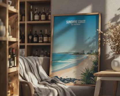 Coastal Wall Art Print Sunshine Coast Beach Scene - Travel Wall Art