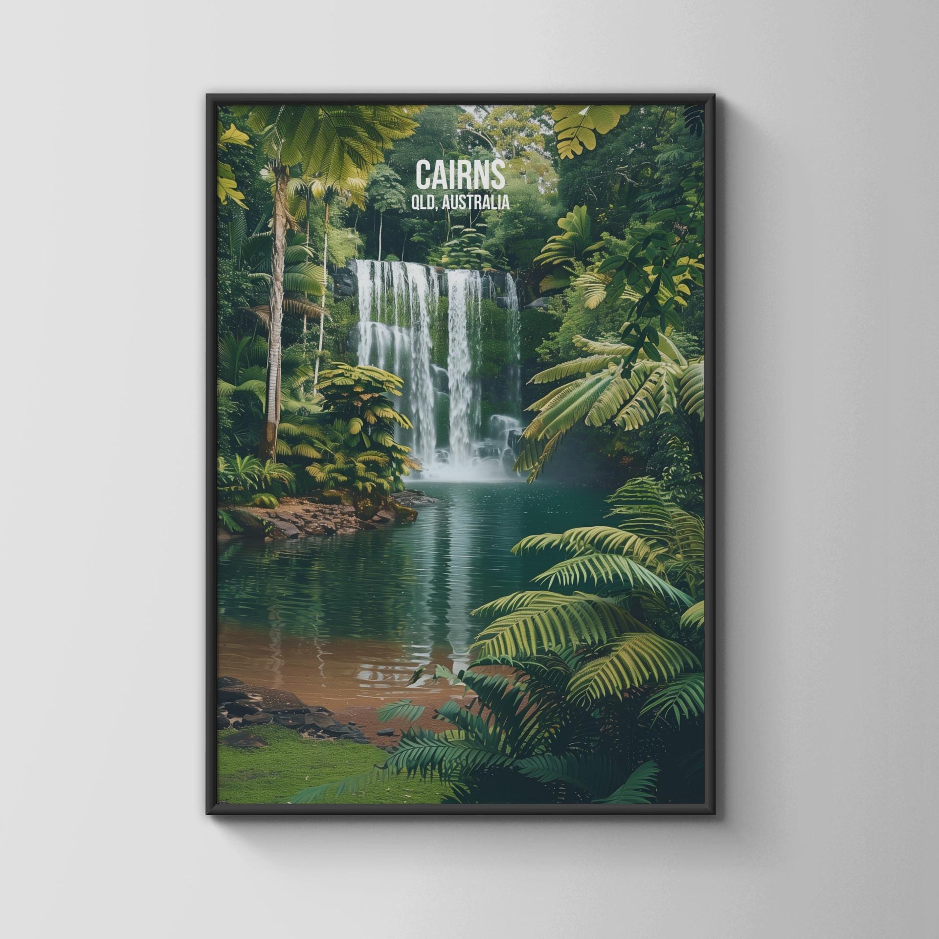 Cairns Waterfall Art Print QLD Poster Wall Art - Travel Wall Art