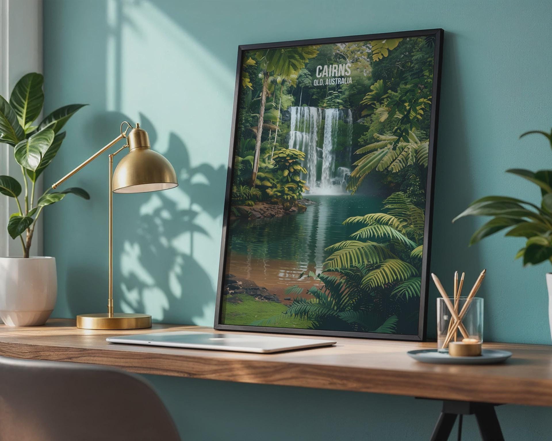 Cairns Waterfall Art Print QLD Poster Wall Art - Travel Wall Art