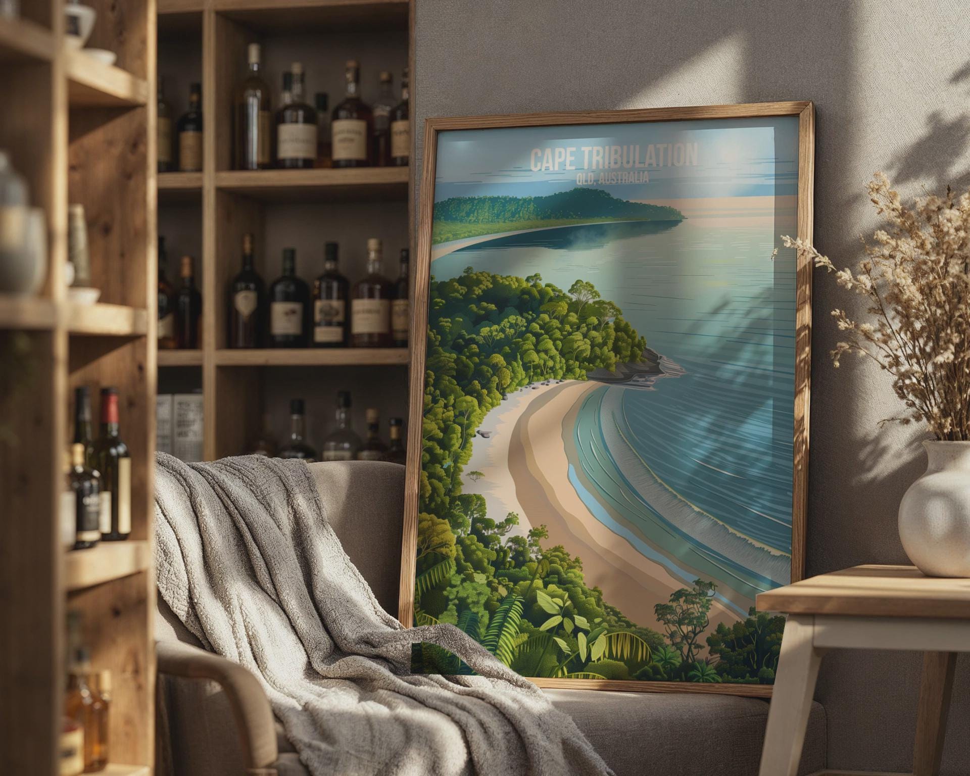Cape Tribulation Beach and Forest Poster Art Print - Travel Wall Art
