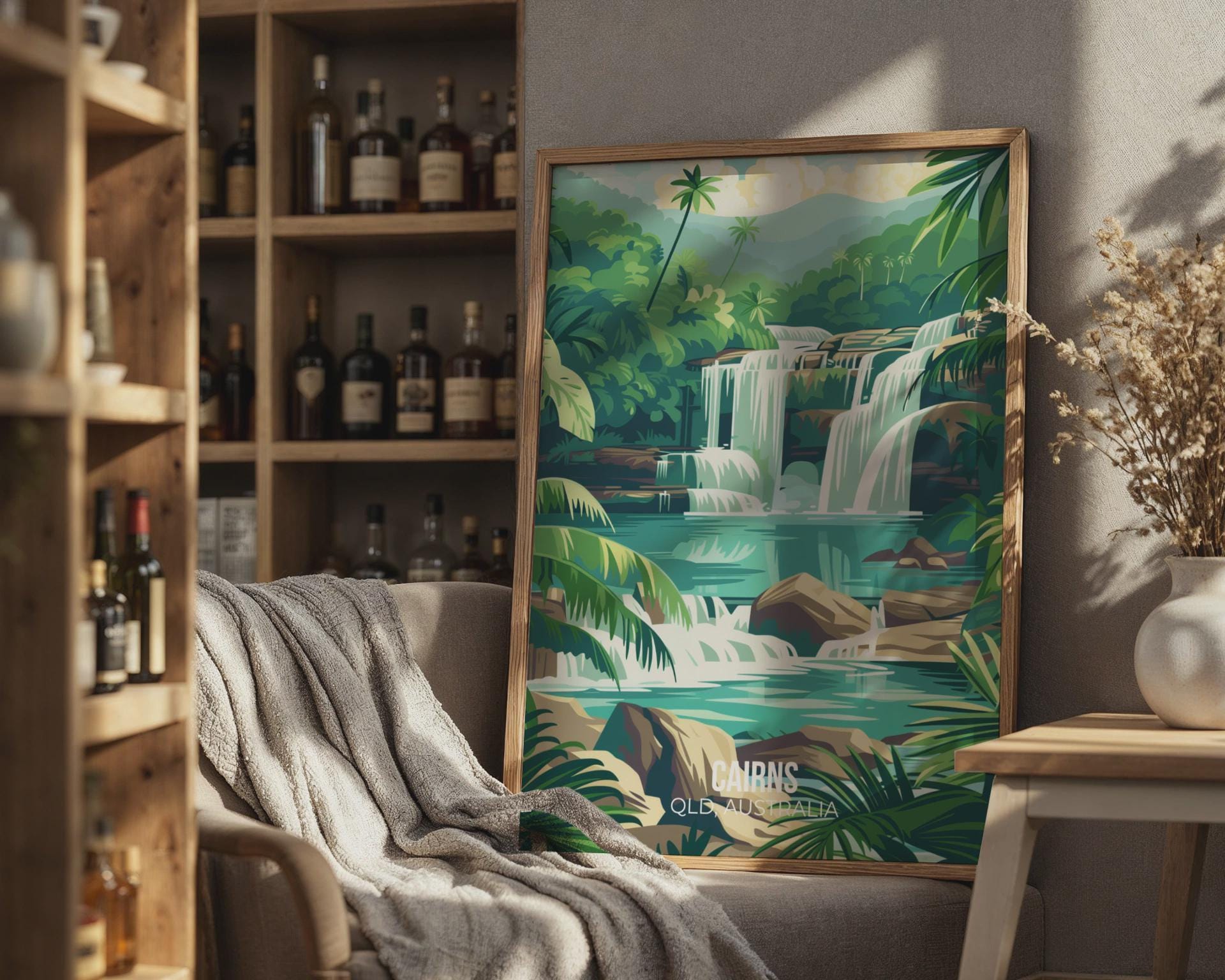 Cairns Waterfall Poster Wall Art Queensland Print - Travel Wall Art