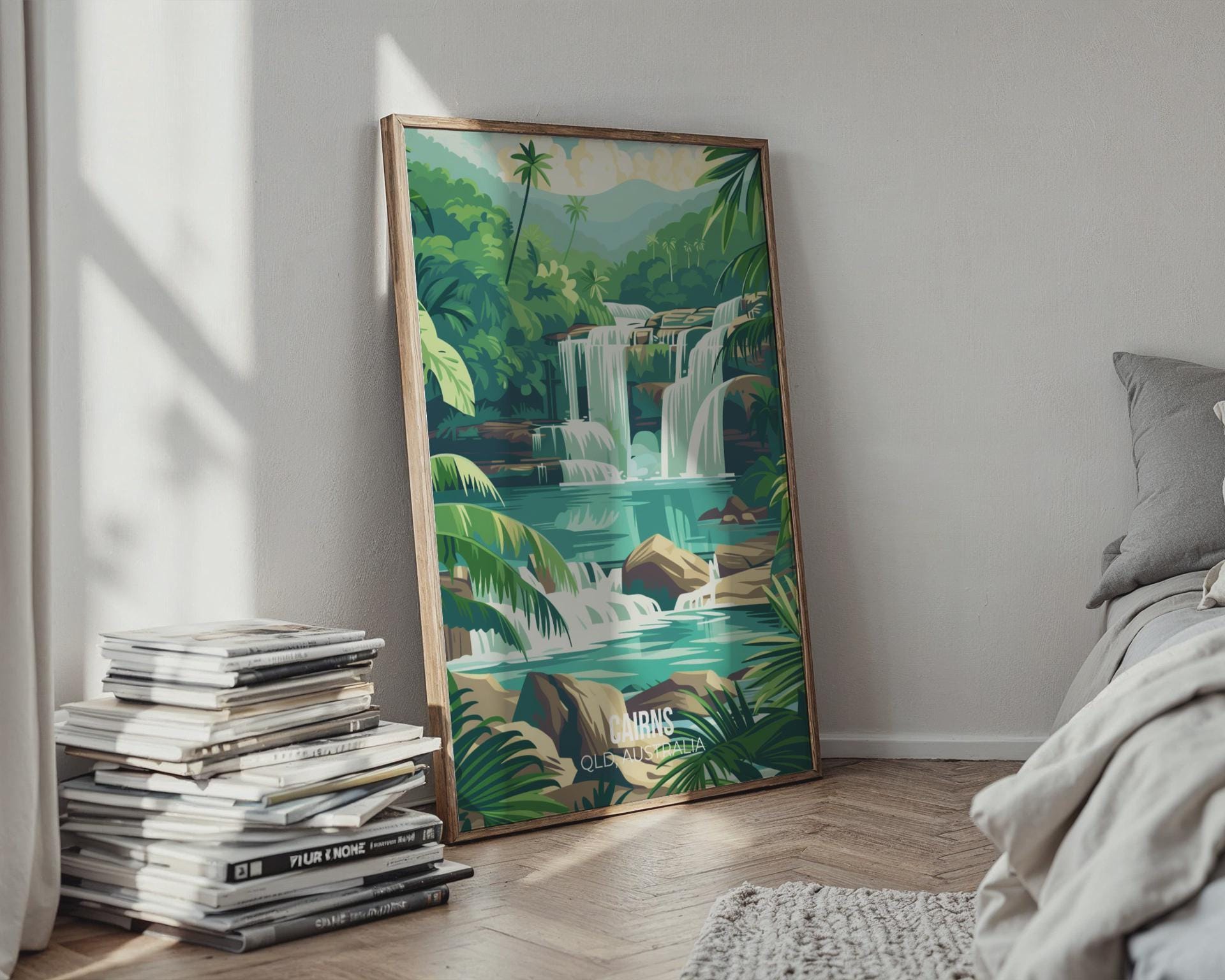 Cairns Waterfall Poster Wall Art Queensland Print - Travel Wall Art