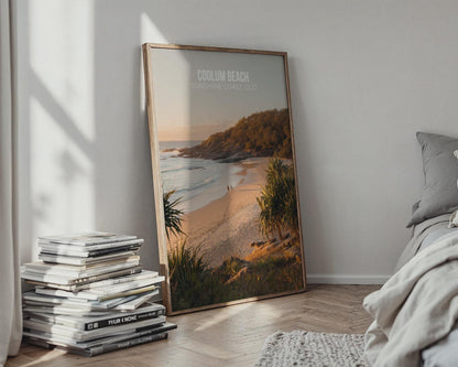 Coolum Beach Poster Sunshine Coast QLD Print Wall Art - Travel Wall Art