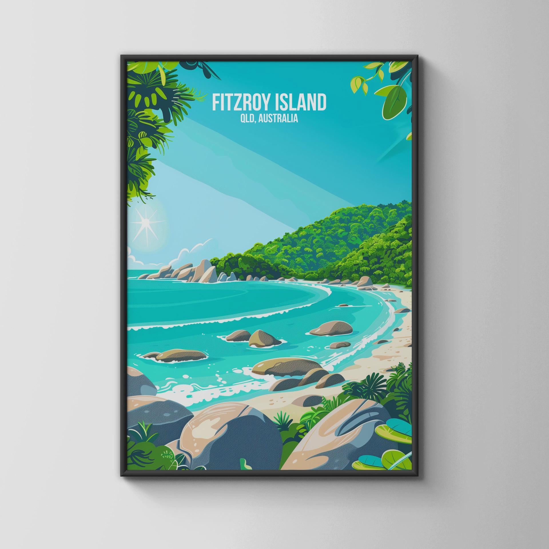 Fitzroy Island Poster QLD Australia Tropical Landscape Wall Art Print - Travel Wall Art