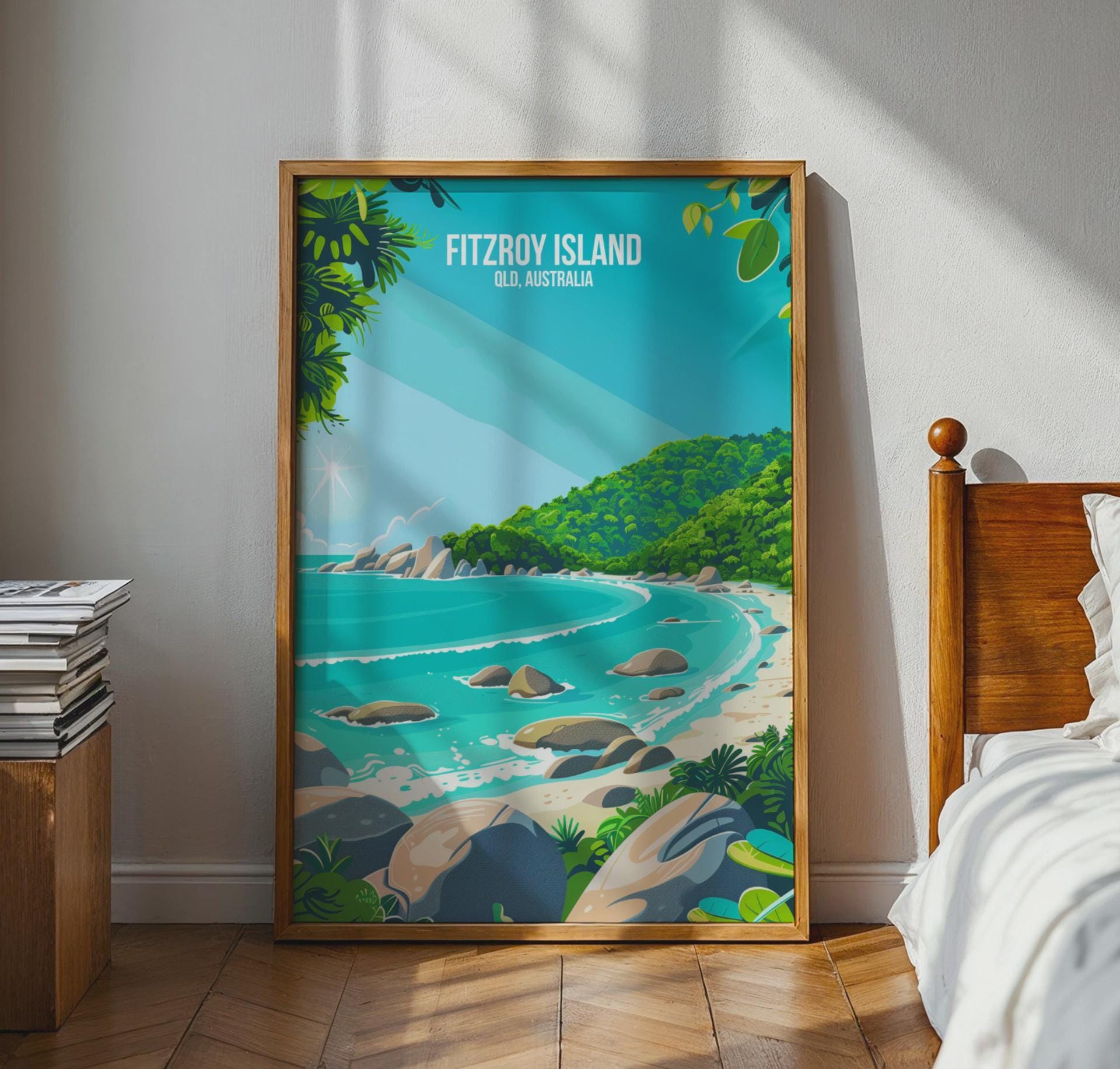Fitzroy Island Poster QLD Australia Tropical Landscape Wall Art Print - Travel Wall Art