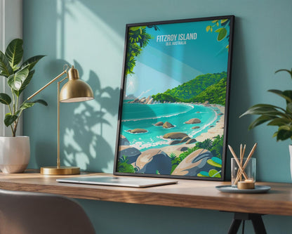 Fitzroy Island Poster QLD Australia Tropical Landscape Wall Art Print - Travel Wall Art