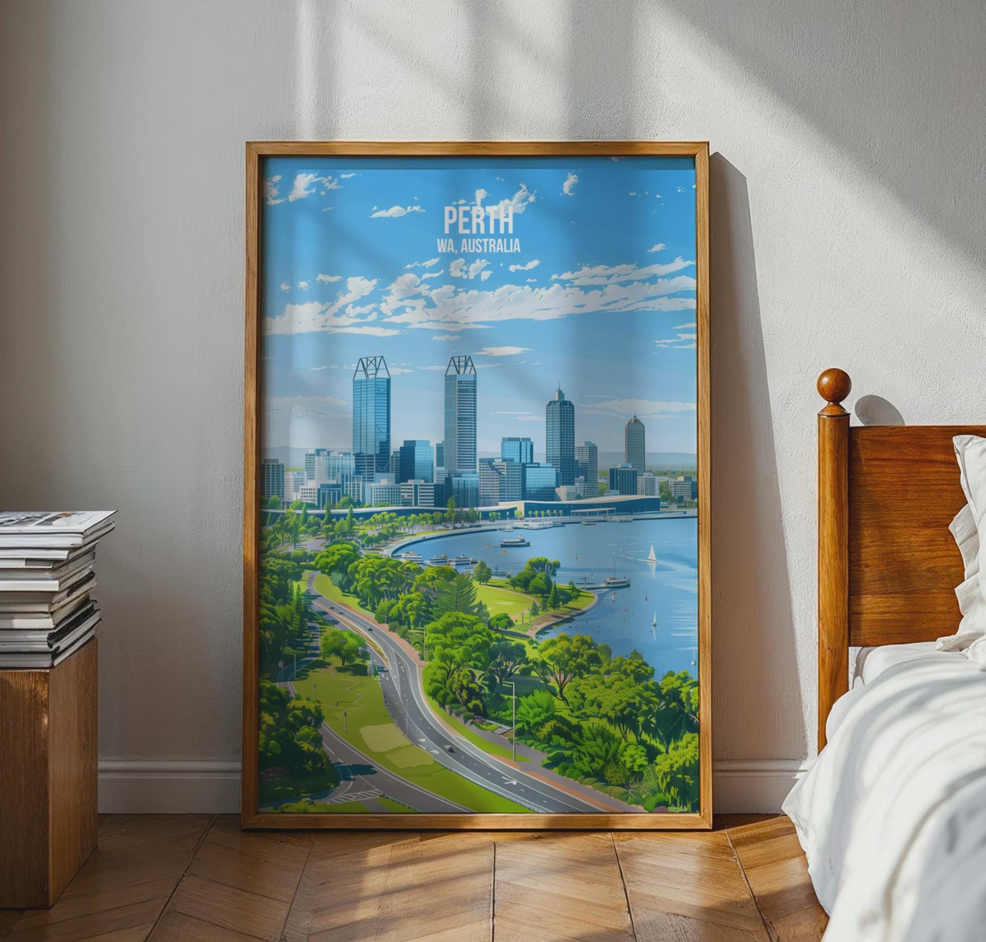 Perth WA Australia Cityscape Print Wall Art - Travel Wall Art