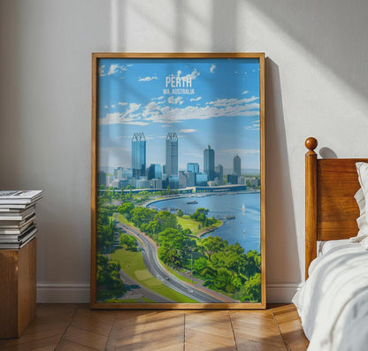 Perth WA Australia Cityscape Print Wall Art - Travel Wall Art