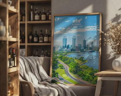 Perth WA Australia Cityscape Print Wall Art - Travel Wall Art