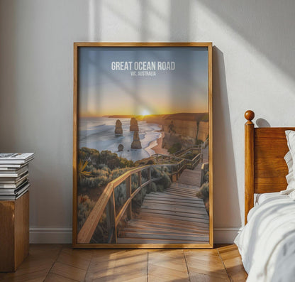 Great Ocean Road Print Sunset Landscape Wall Art VIC Australia - Travel Wall Art