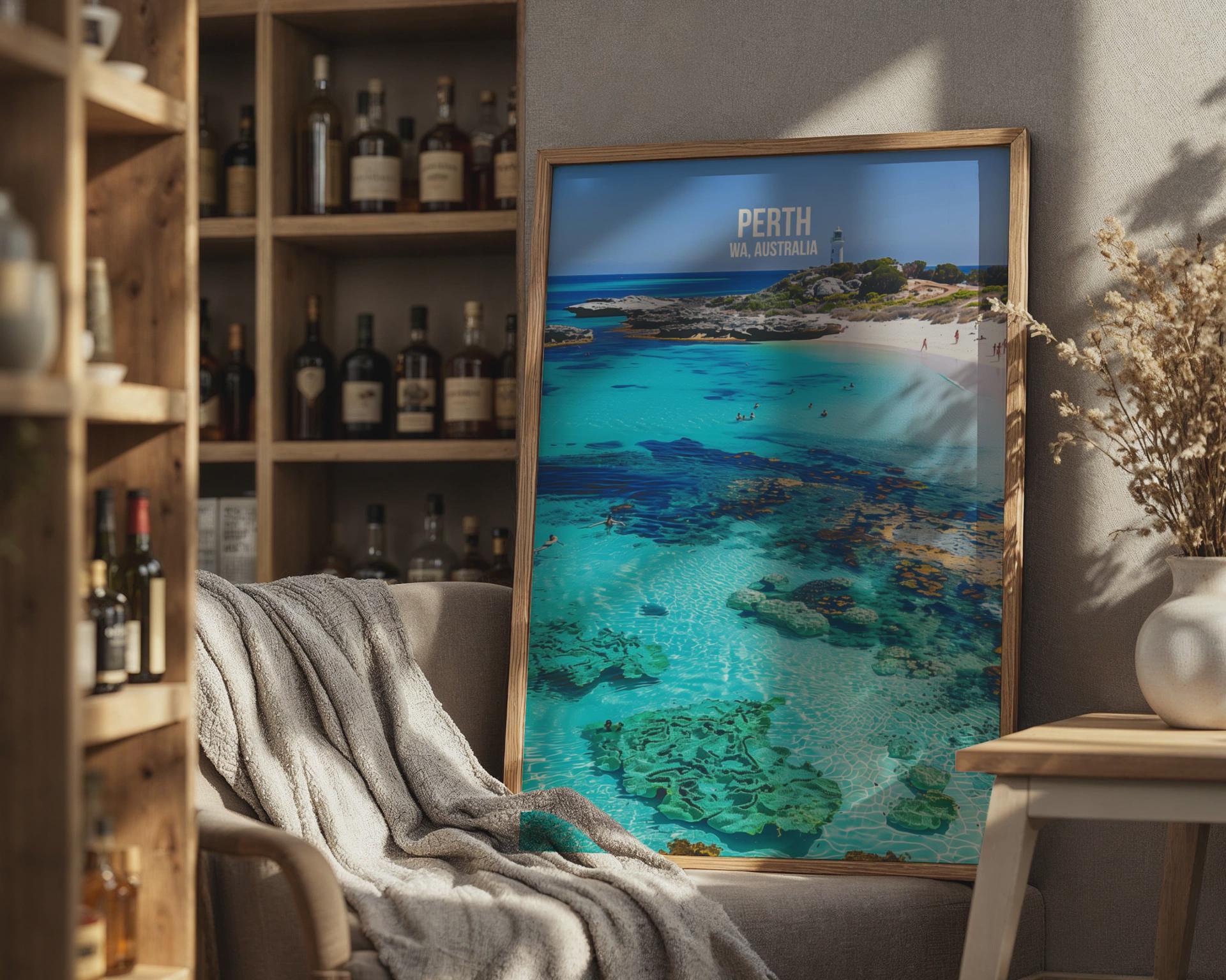 Perth WA Australia Travel Poster Print Wall Art - Travel Wall Art