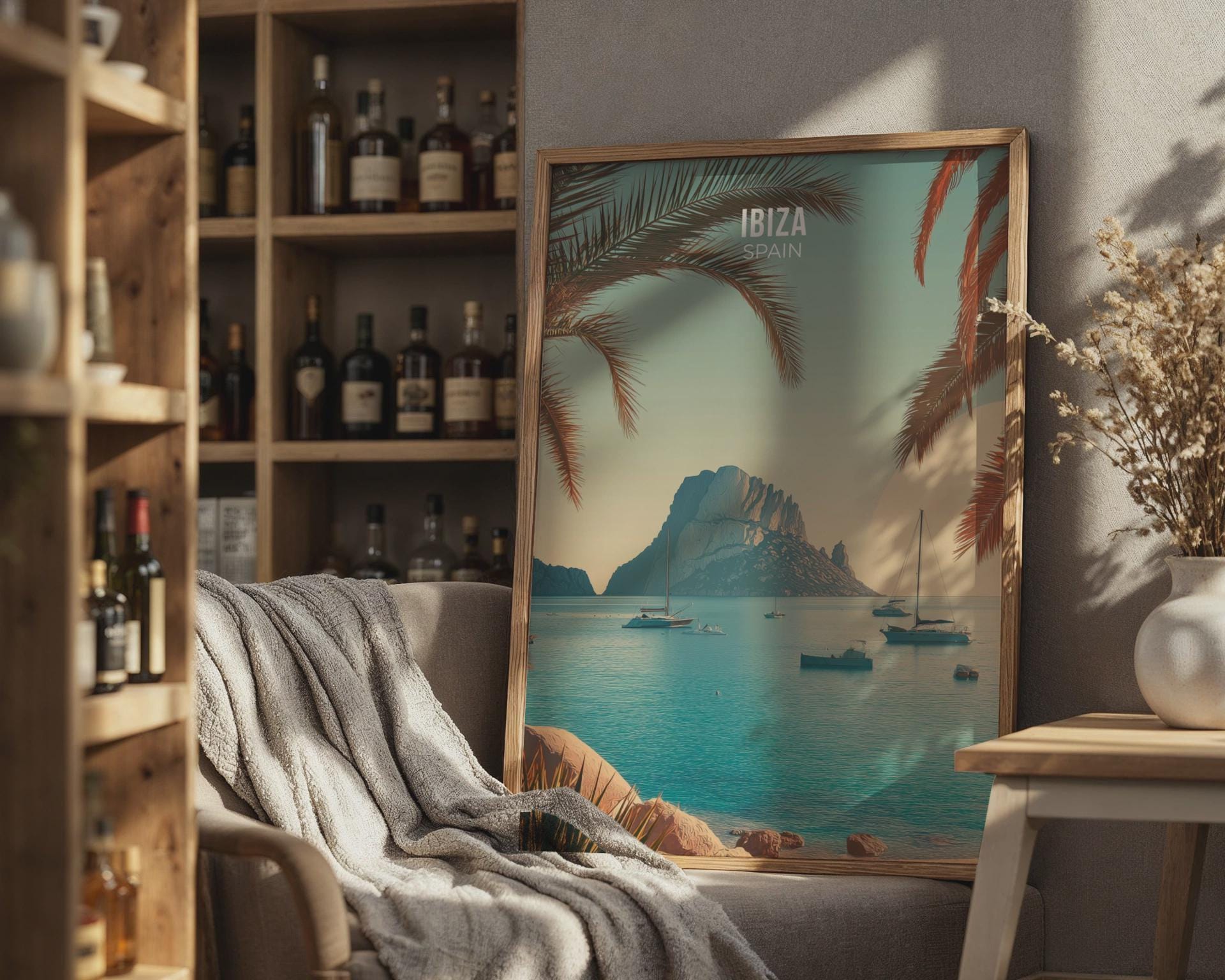 Ibiza Print Minimalist Coastal Wall Art - Travel Wall Art