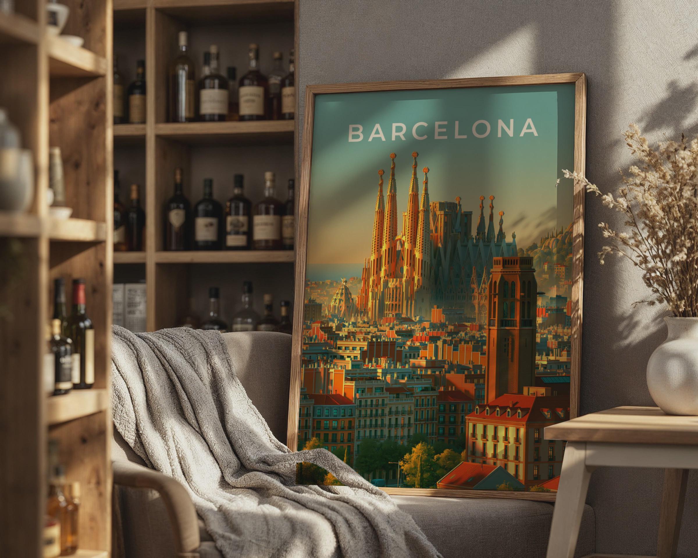 Barcelona Cityscape Art Print - Travel Wall Art