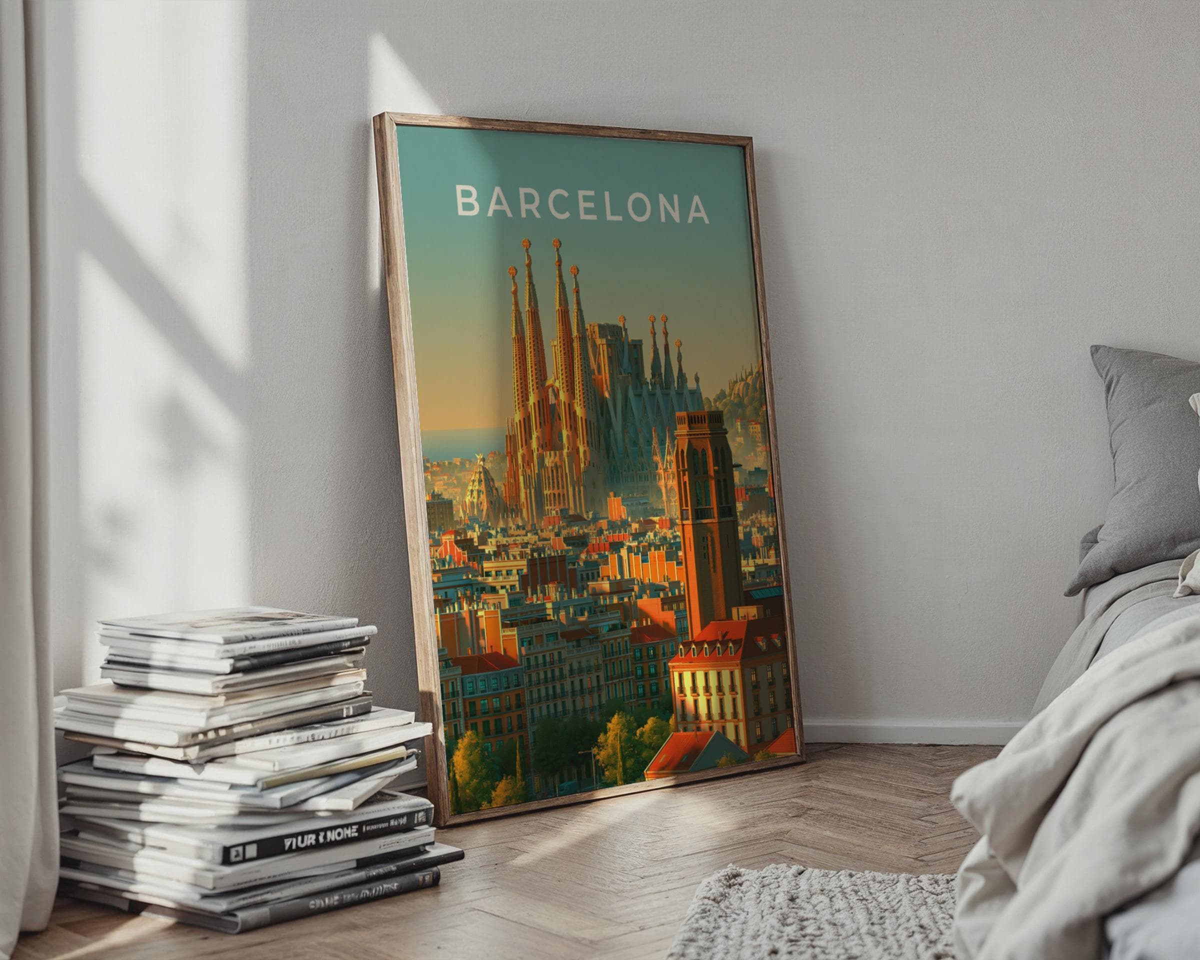 Barcelona Cityscape Art Print - Travel Wall Art