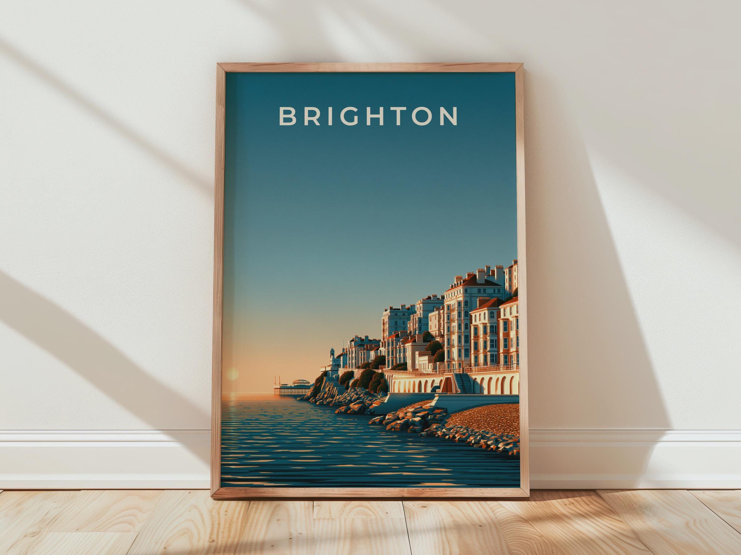 Brighton Art Print Coastal Cityscape Poster - Travel Wall Art