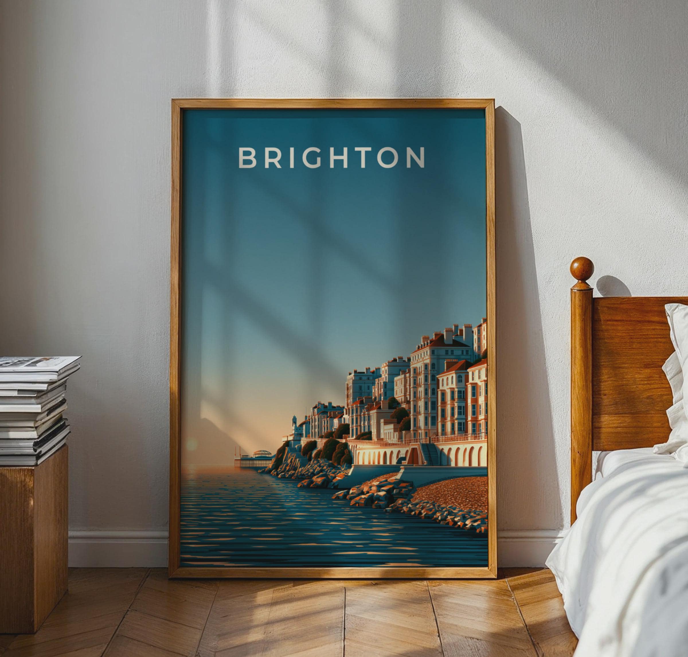 Brighton Art Print Coastal Cityscape Poster - Travel Wall Art