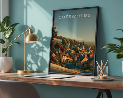 Cotswolds Print Village Landscape Art - Travel Wall Art