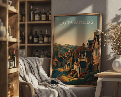 Cotswolds Landscape Art Print - Travel Wall Art