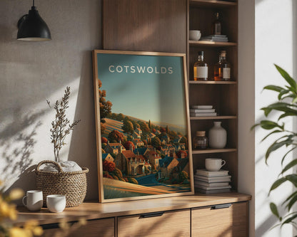 Cotswolds Print Village Landscape Art - Travel Wall Art