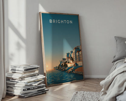 Brighton Art Print Coastal Cityscape Poster - Travel Wall Art