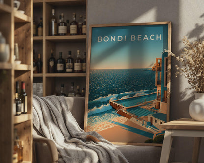 Bondi Beach Poster Coastal Wall Art - Travel Wall Art