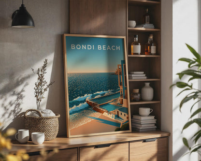 Bondi Beach Poster Coastal Wall Art - Travel Wall Art