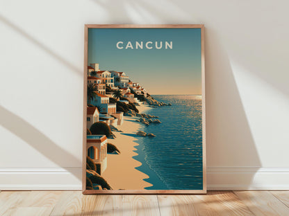 Cancun Beach Art Print Coastal Landscape - Travel Wall Art