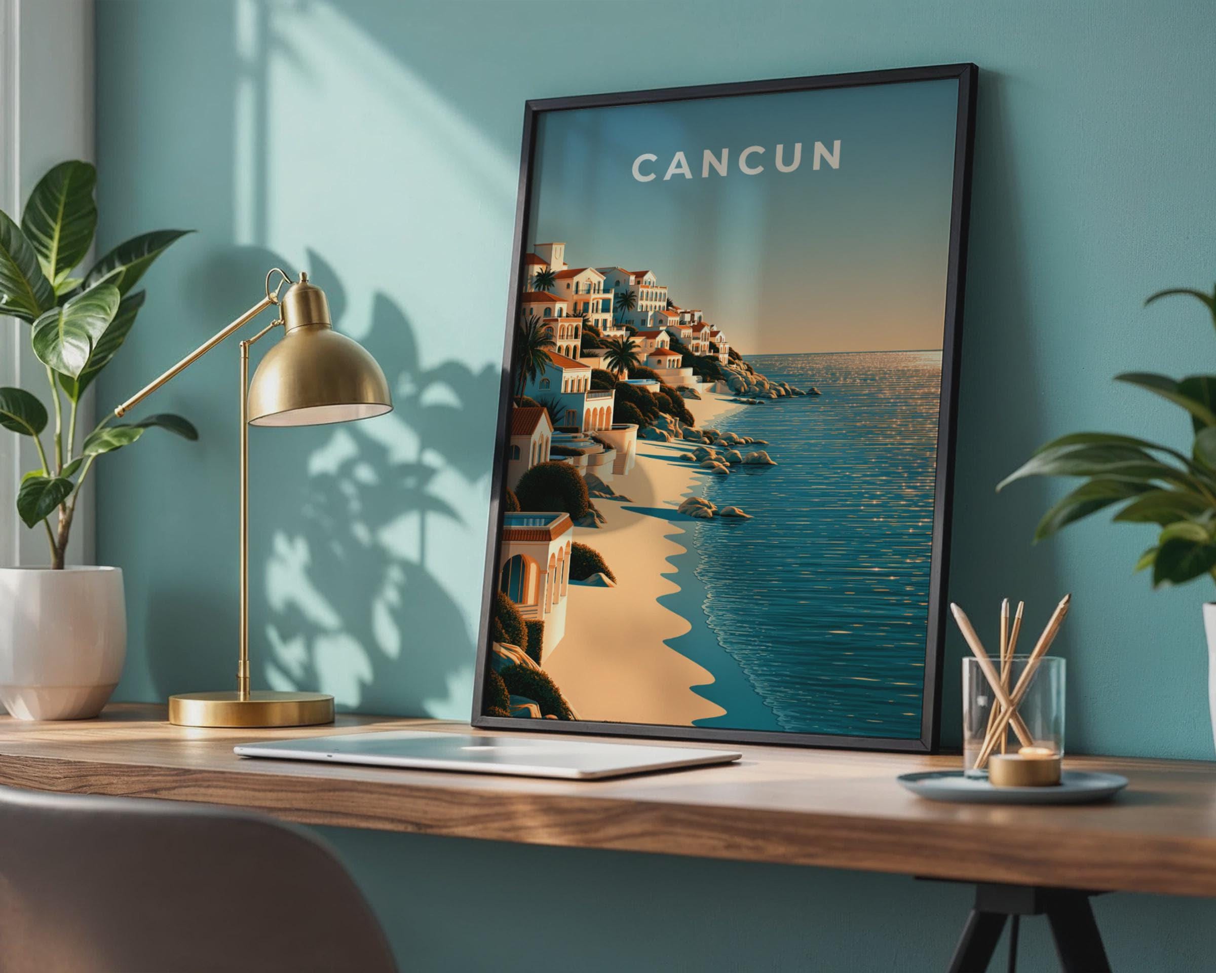 Cancun Beach Art Print Coastal Landscape - Travel Wall Art