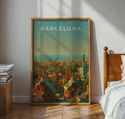 Barcelona Cityscape Art Print Modern Wall Art - Travel Wall Art