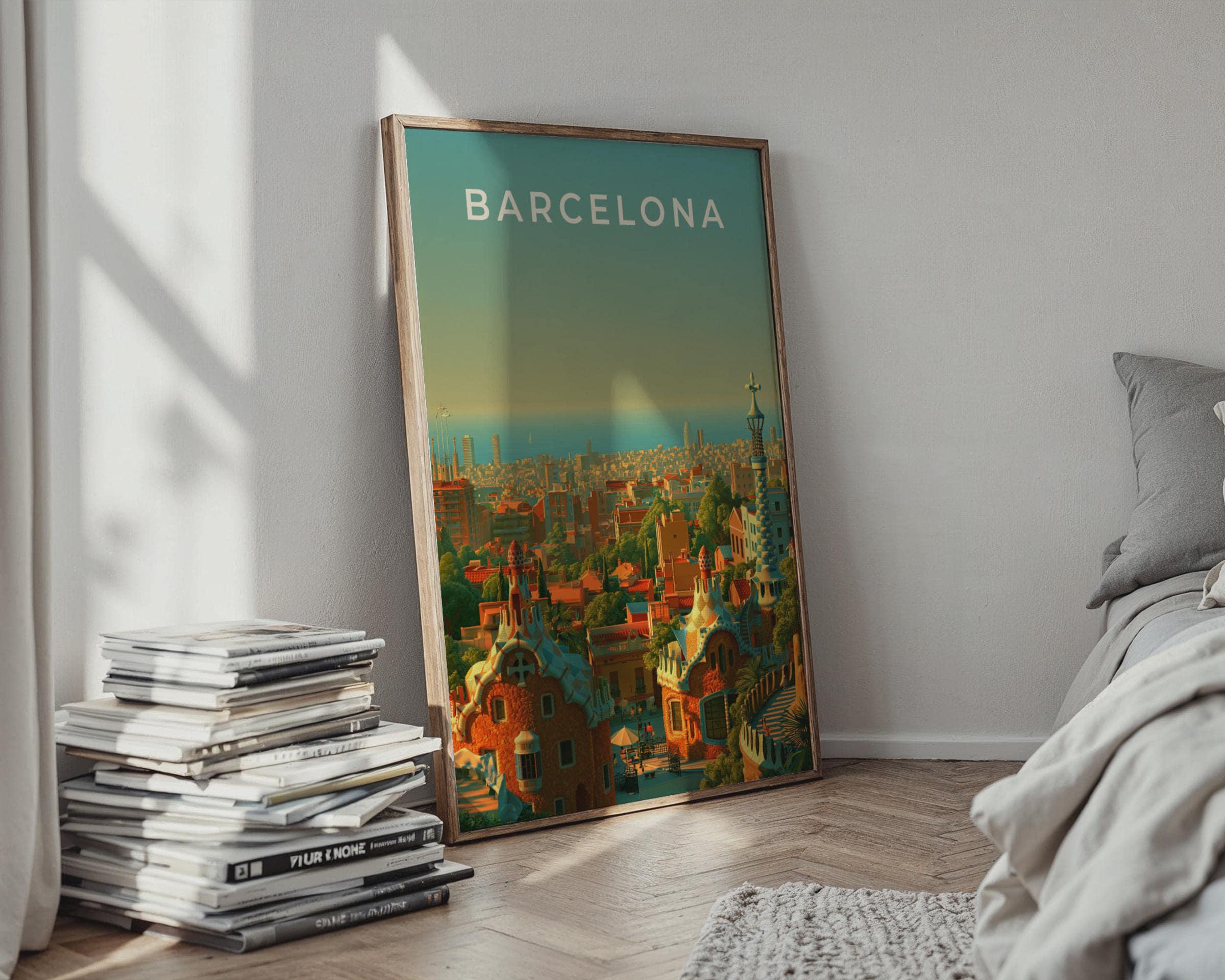 Barcelona Cityscape Art Print Modern Wall Art - Travel Wall Art
