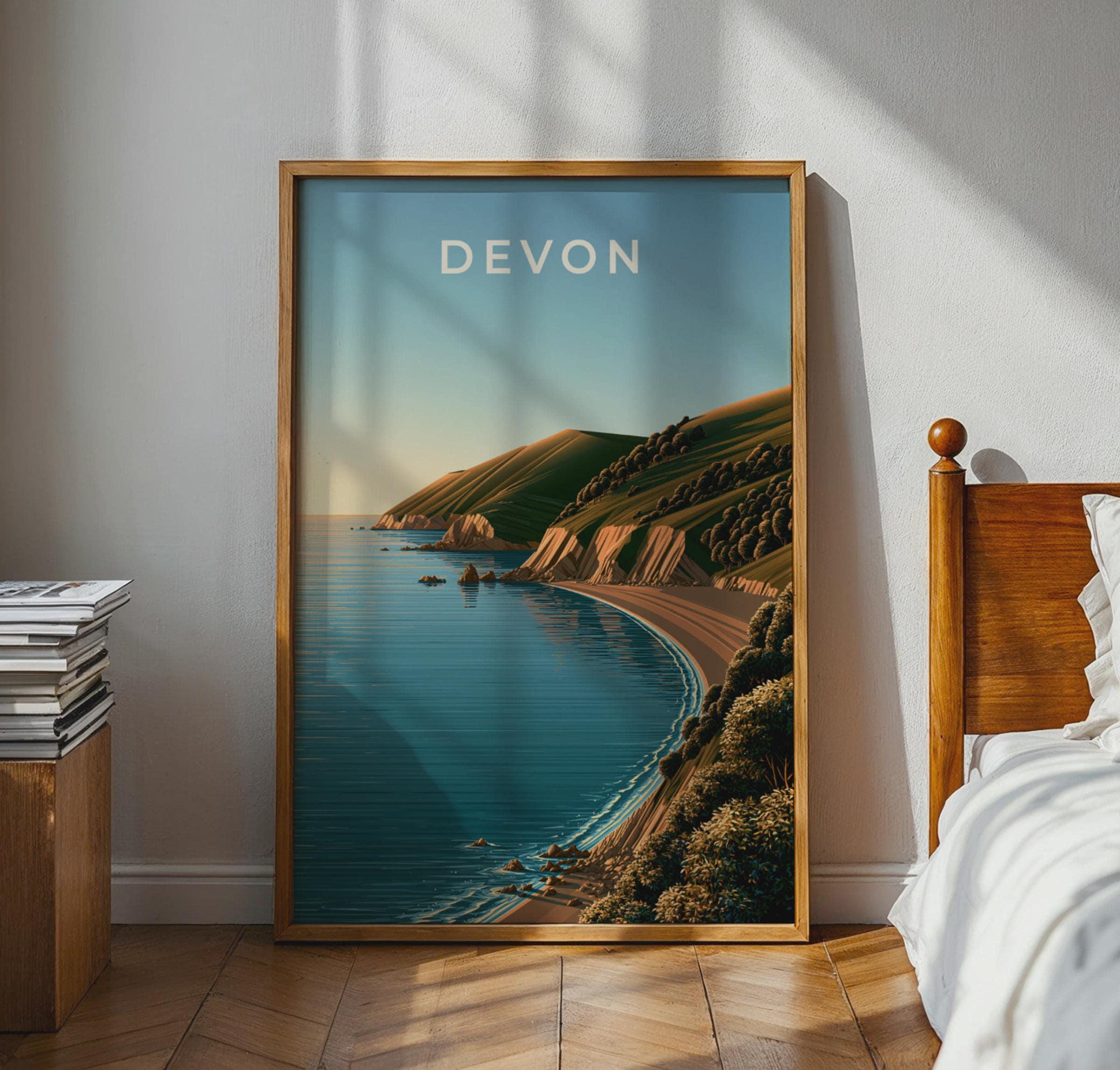 Devon Landscape Coastal Poster Art Print - Travel Wall Art