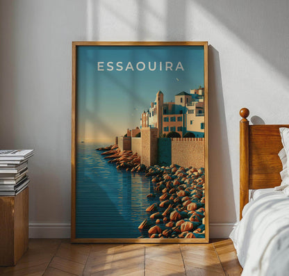 Essaouira Coastal Print Art Deco Wall Art Travel Poster - Travel Wall Art