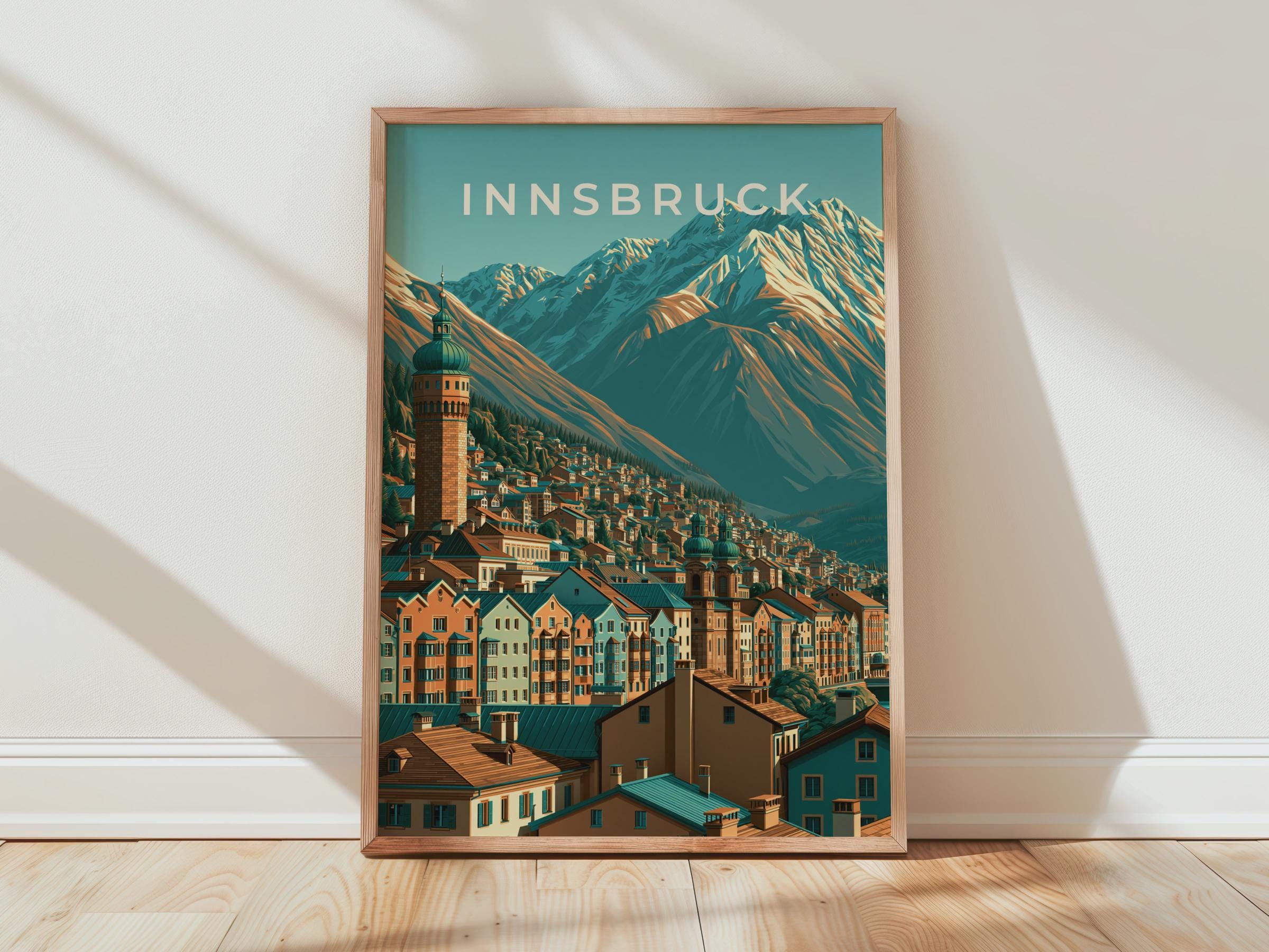 Innsbruck Travel Poster Mountain Landscape Art - Travel Wall Art