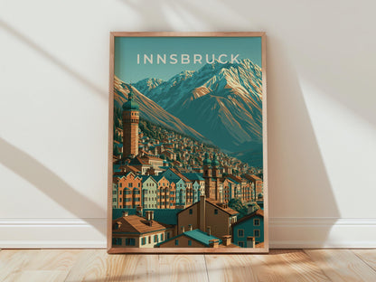 Innsbruck Travel Poster Mountain Landscape Art - Travel Wall Art
