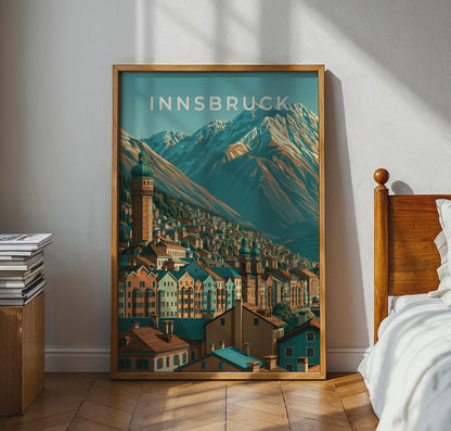 Innsbruck Travel Poster Mountain Landscape Art - Travel Wall Art