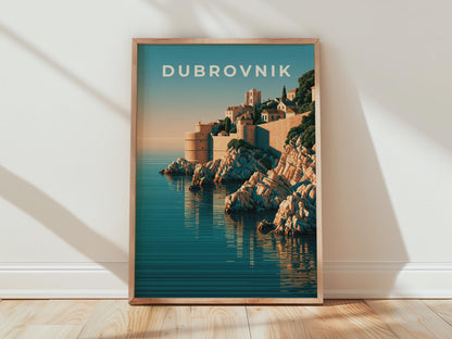 Dubrovnik Coastal Cityscape Art Print - Travel Wall Art