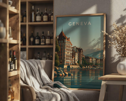 Geneva Cityscape Print Poster - Travel Wall Art