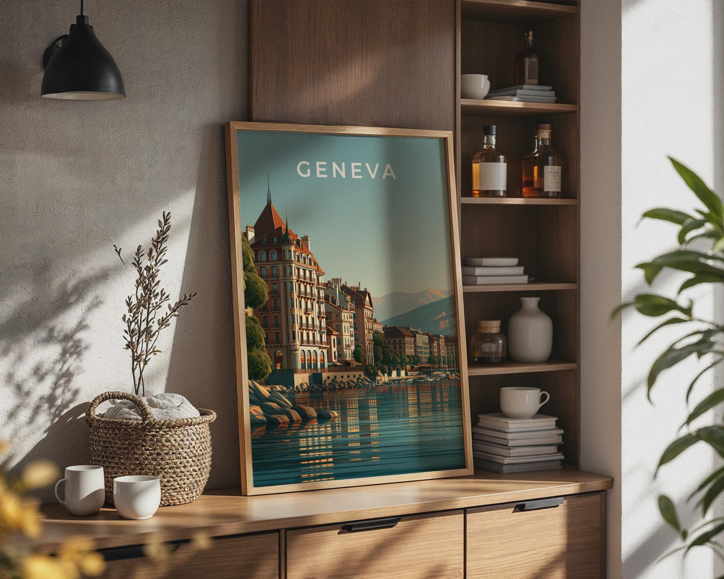 Geneva Cityscape Print Poster - Travel Wall Art