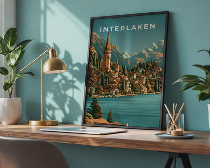 Interlaken Vintage Landscape Print - Travel Wall Art