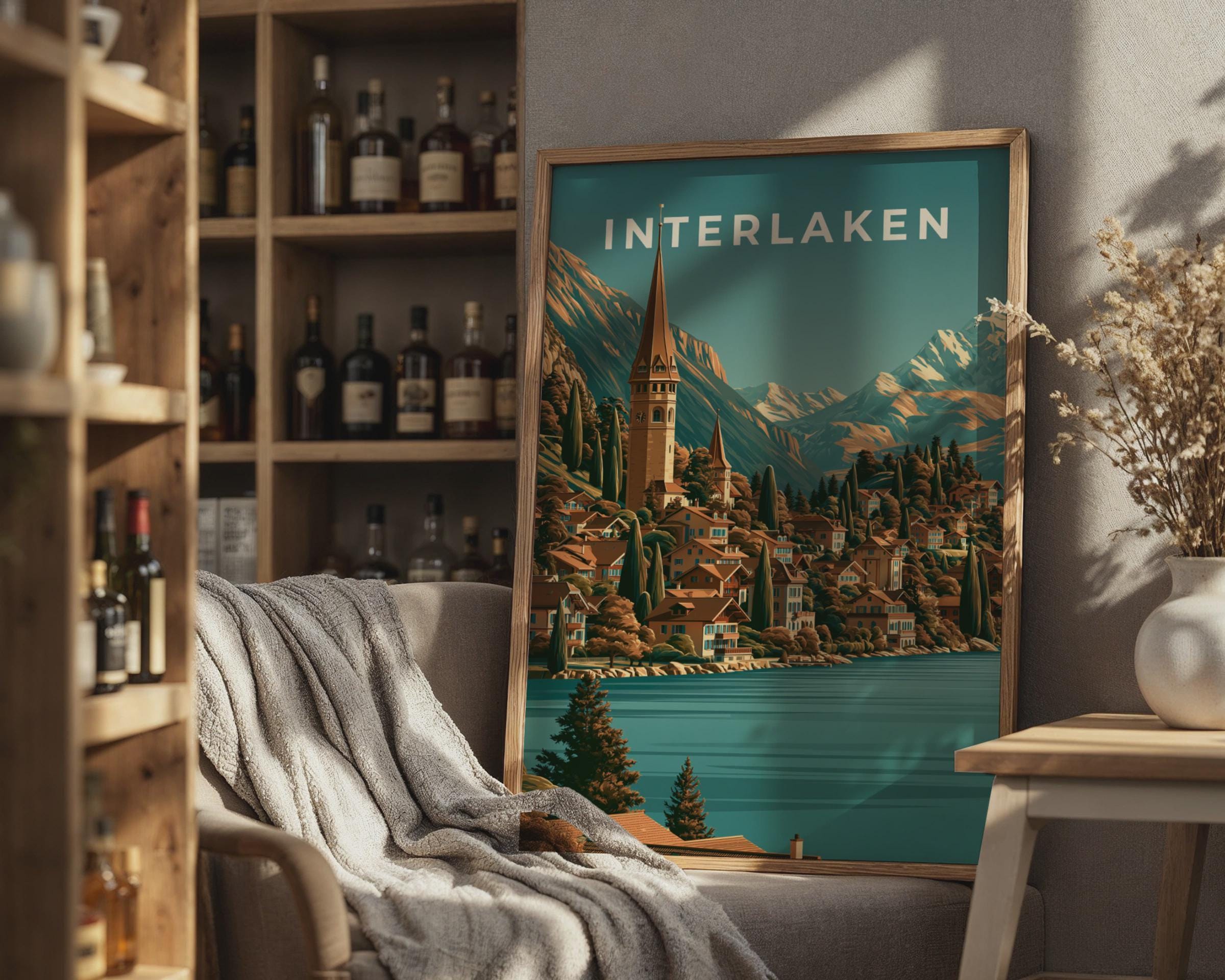 Interlaken Vintage Landscape Print - Travel Wall Art