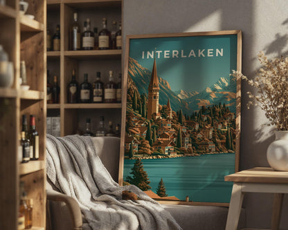 Interlaken Vintage Landscape Print - Travel Wall Art