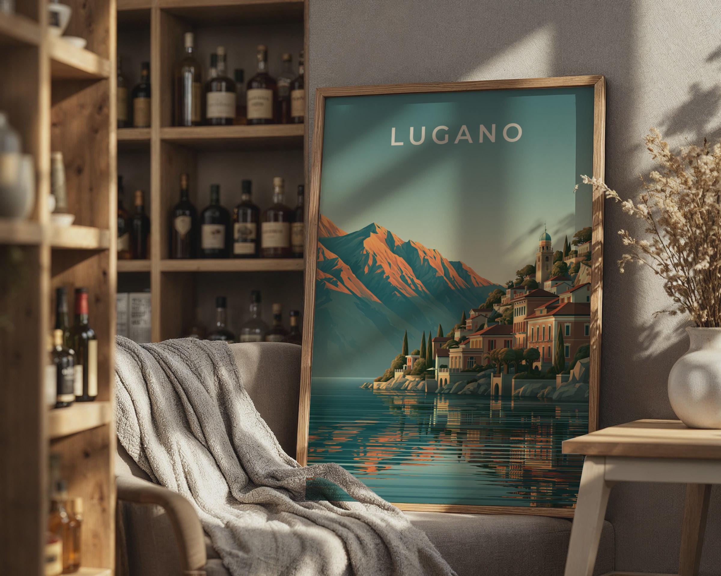 Lugano Poster Scenic Art Print - Travel Wall Art