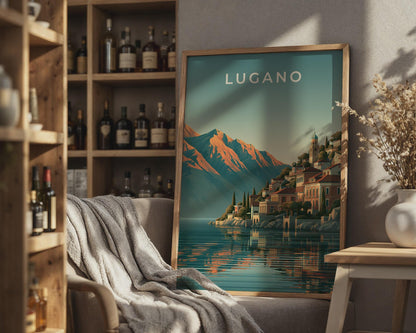 Lugano Poster Scenic Art Print - Travel Wall Art