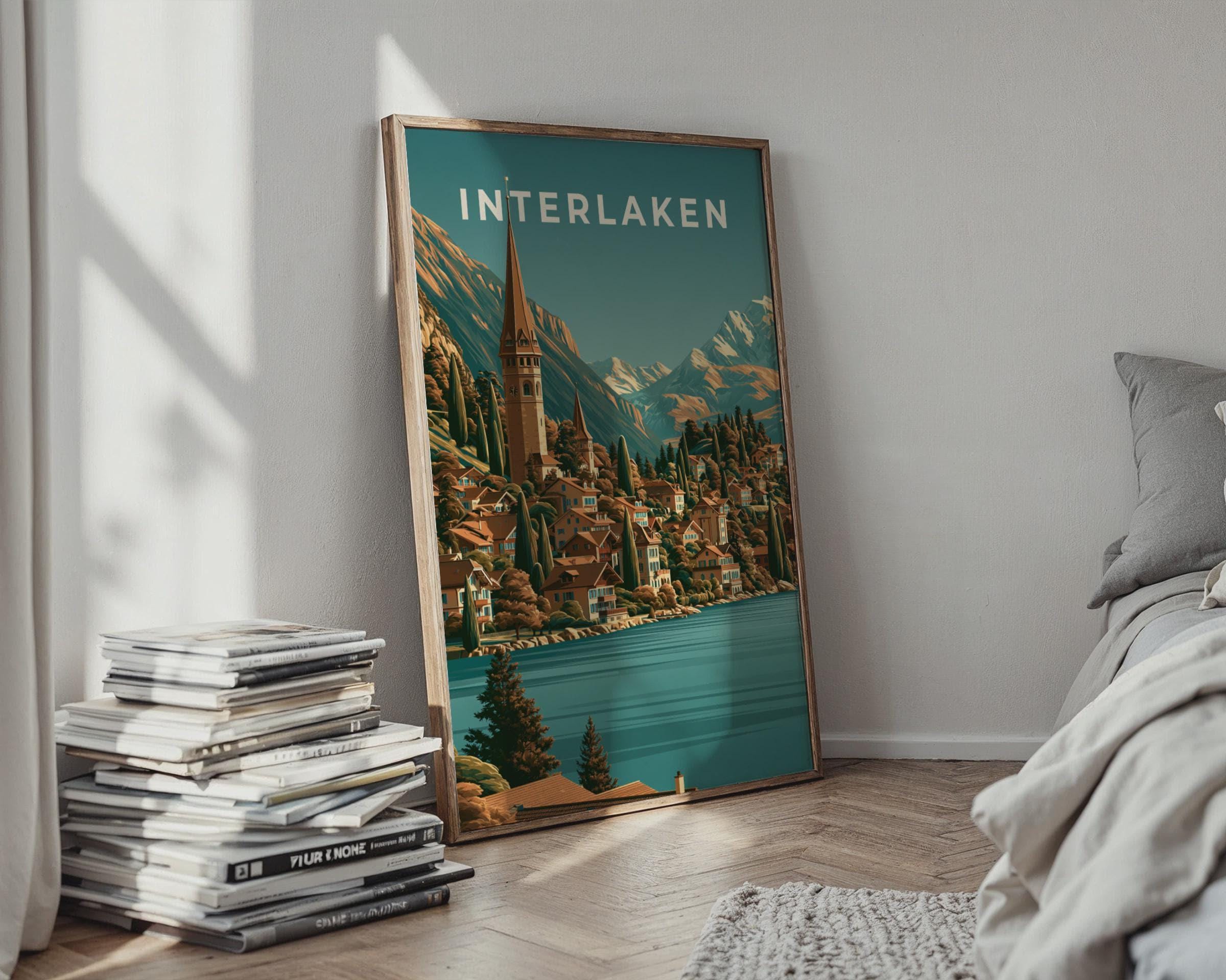 Interlaken Vintage Landscape Print - Travel Wall Art
