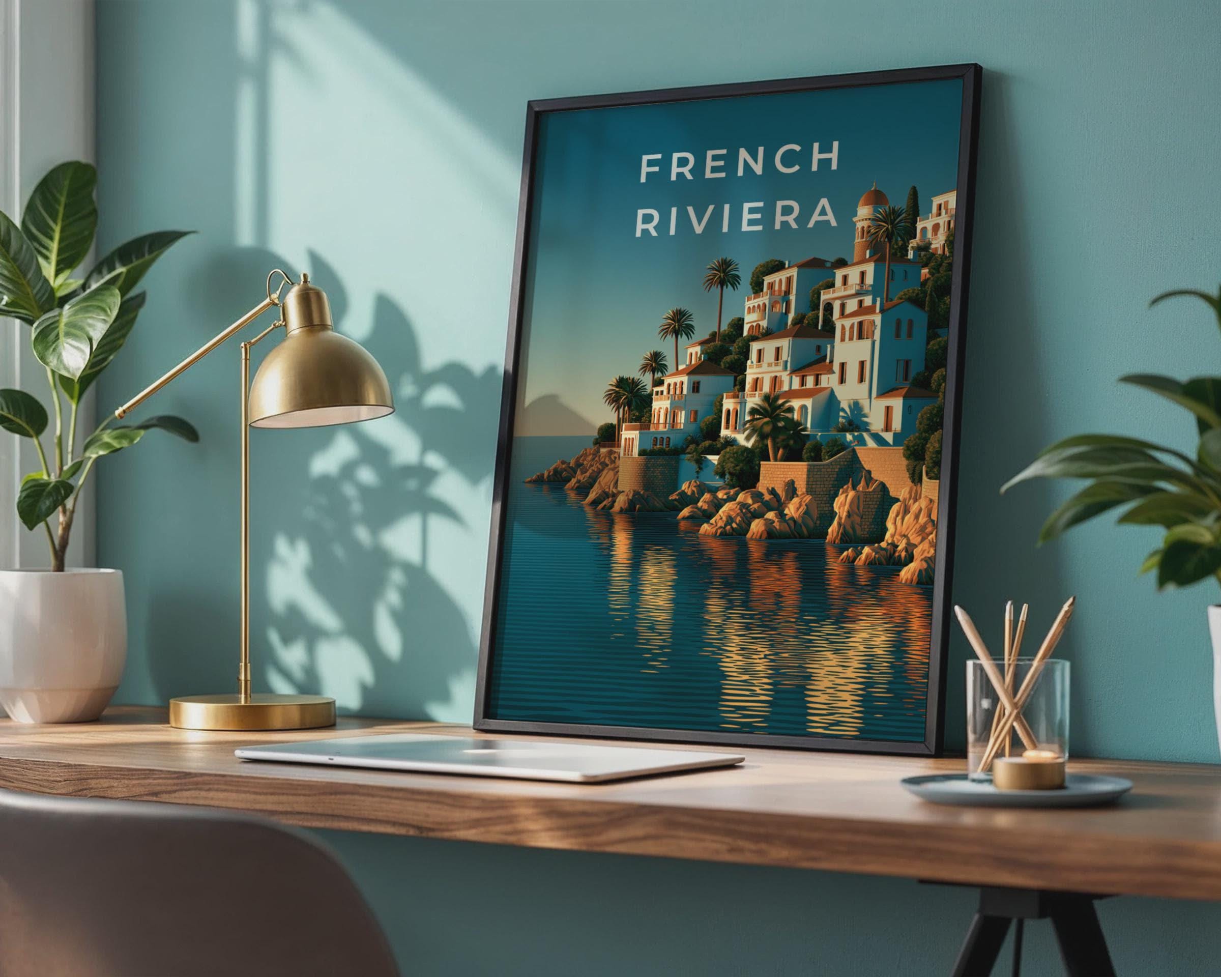French Riviera Coastal Art Print - Travel Wall Art